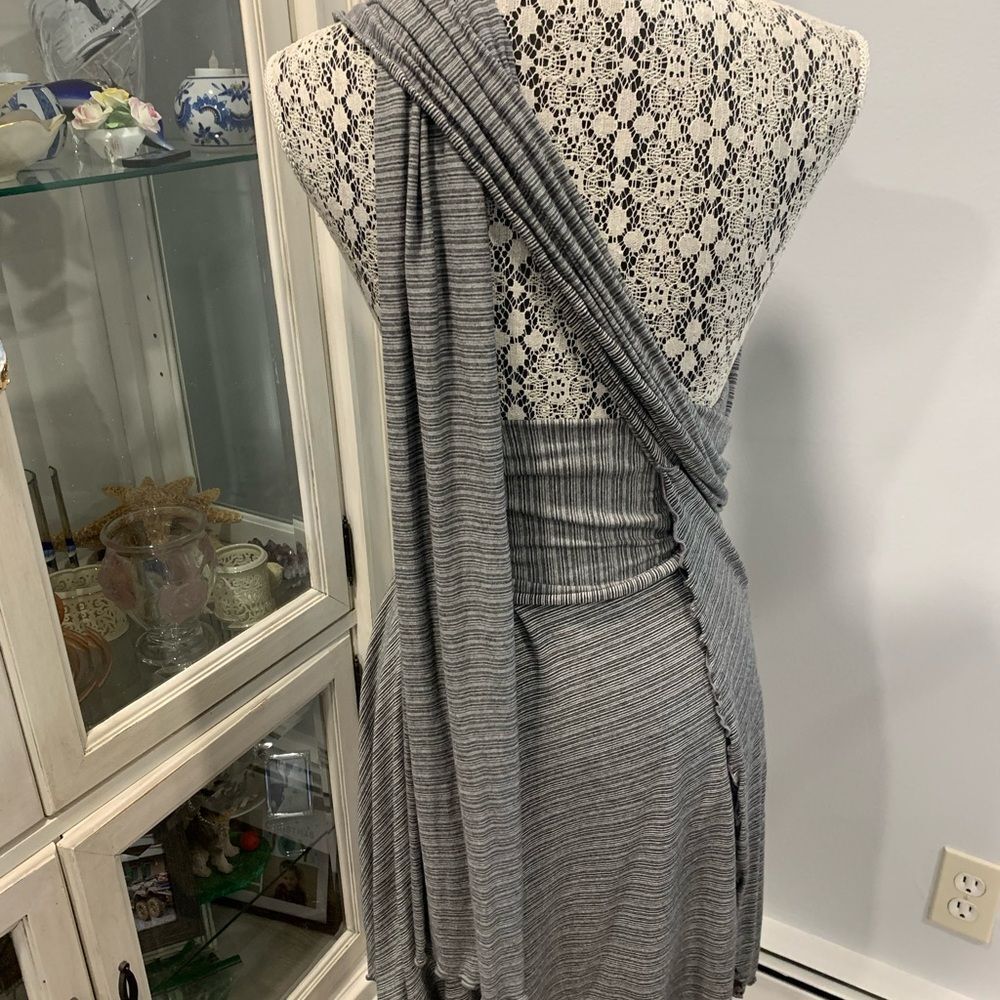 Angelrox Gray Stripe Wrap Skirt / Dress - Picture 4 of 14